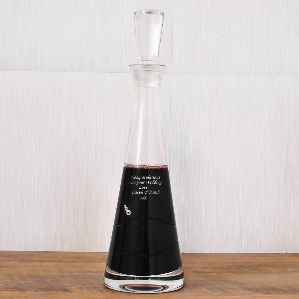Personalised Pyramid Wine Decanter With Diamante Crystals - Click Image to Close