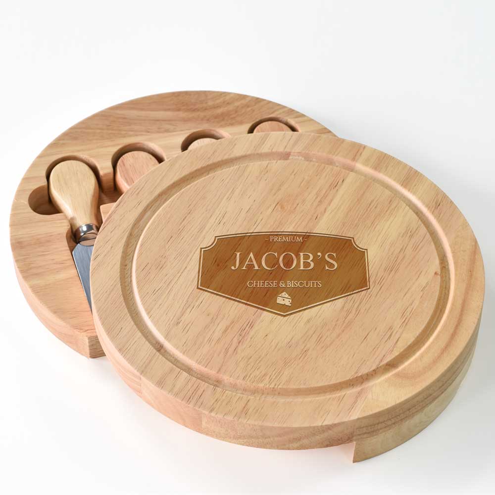 Personalised Wooden Cheeseboard - Cheese & Biscuits - Click Image to Close