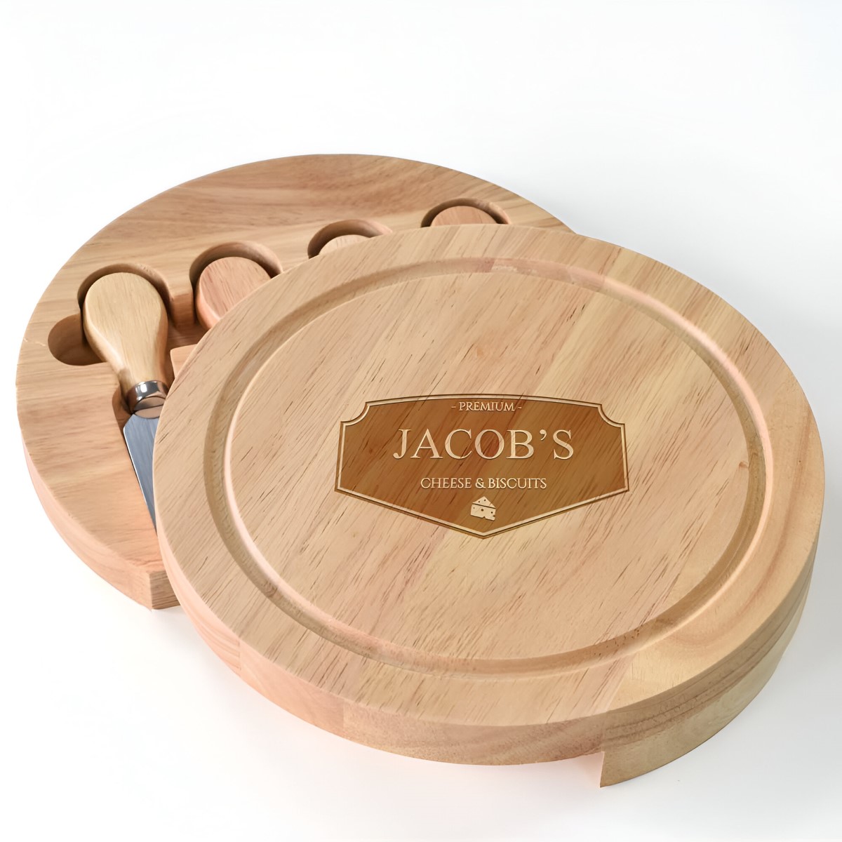 Personalised Wooden Cheeseboard - Cheese & Biscuits - Click Image to Close