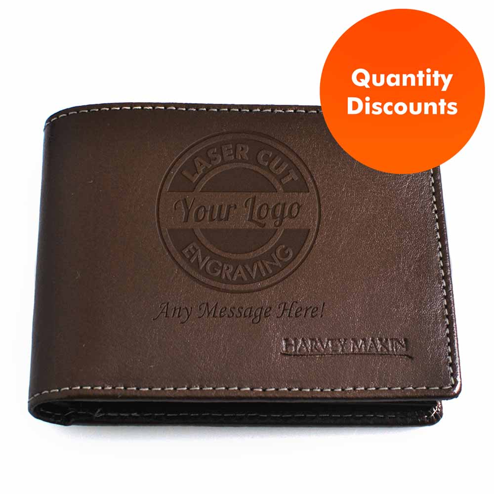 Logo Engraved Personalised Brown Wallet - Click Image to Close