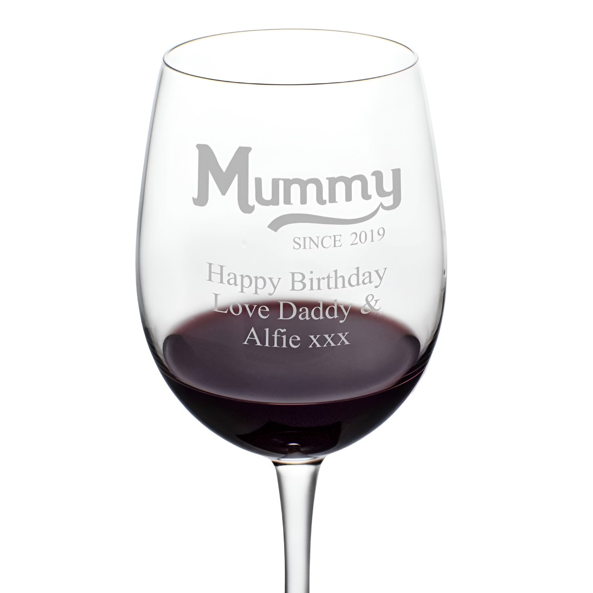 Personalised Mummy Since Wine Glass - Click Image to Close