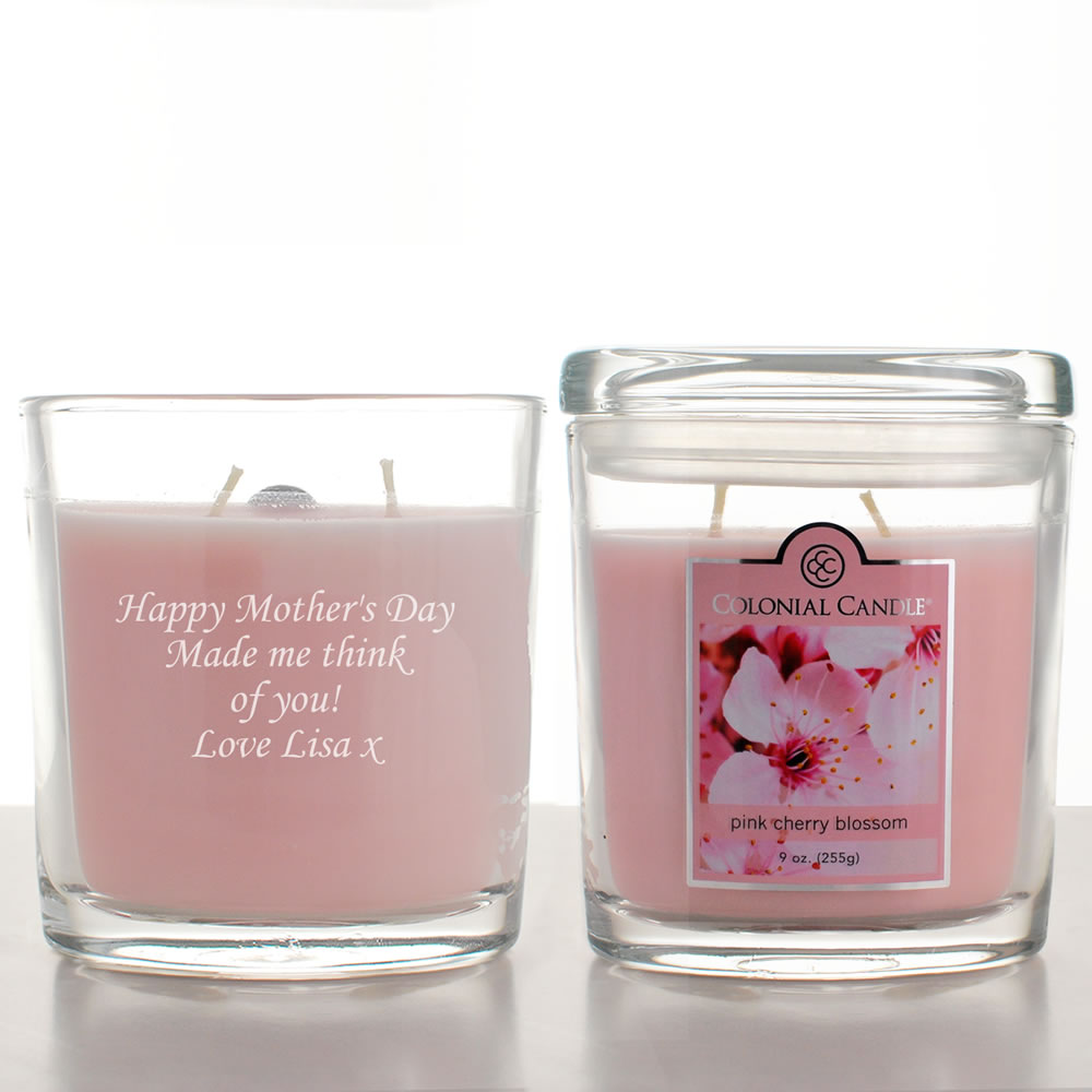 Personalised Colonial Candle 9 oz Oval Jar - Pink Cherry Blossom - Click Image to Close