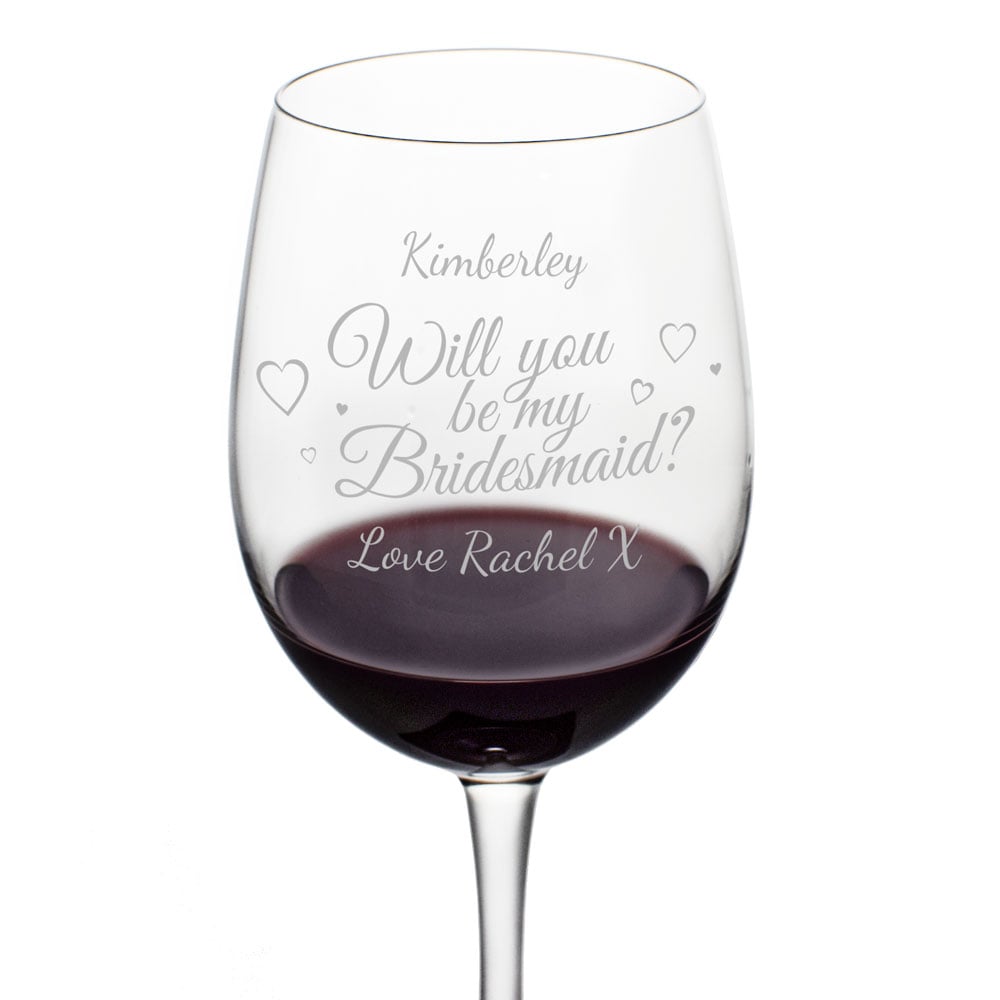 PERSONALISED WINE GLASS MOTHER OF THE BRIDE GIFT MAID OF HONOR GIFT WEDDING