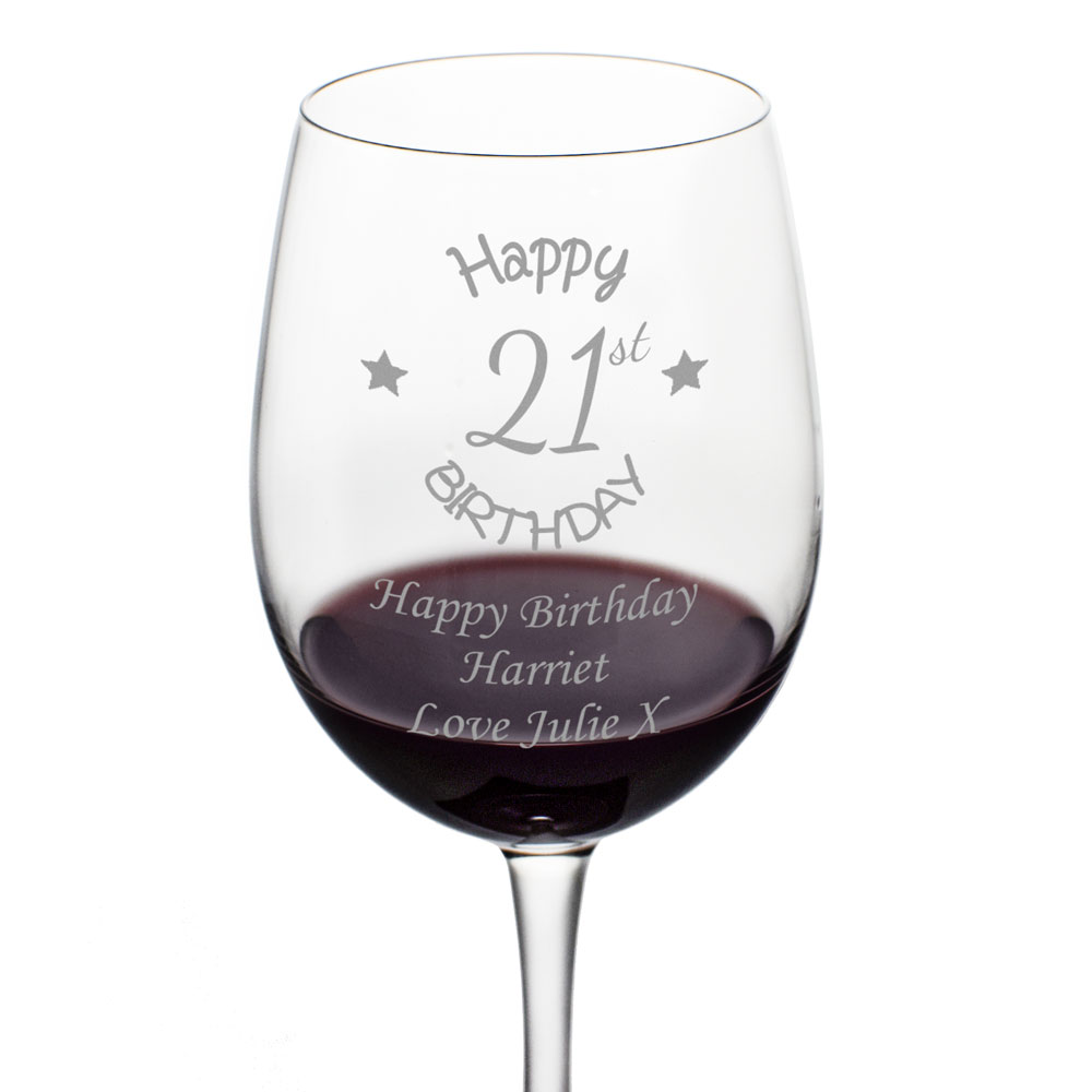 Personalised 21st Birthday Wine Glass - Click Image to Close