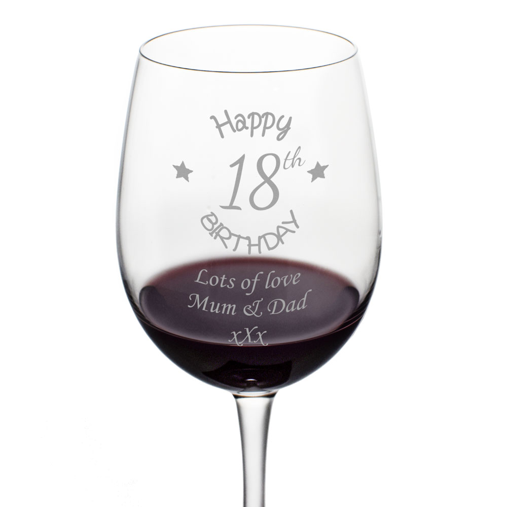 Personalised 18th Birthday Wine Glass - Click Image to Close