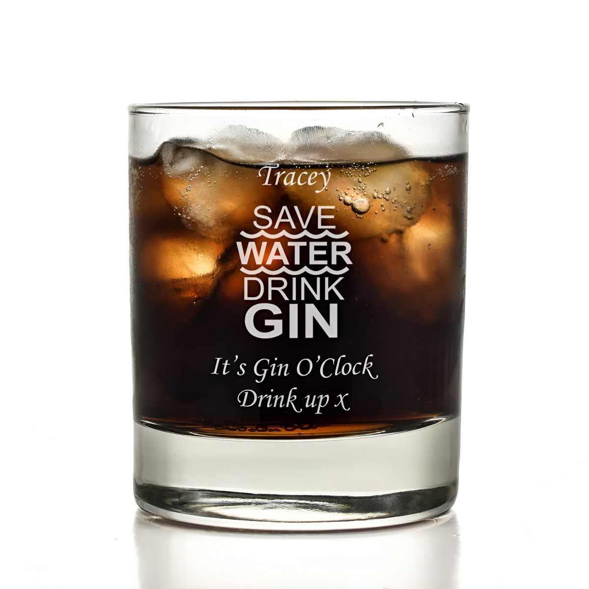 Personalised Save Water Drink Gin Glass Tumbler - Click Image to Close