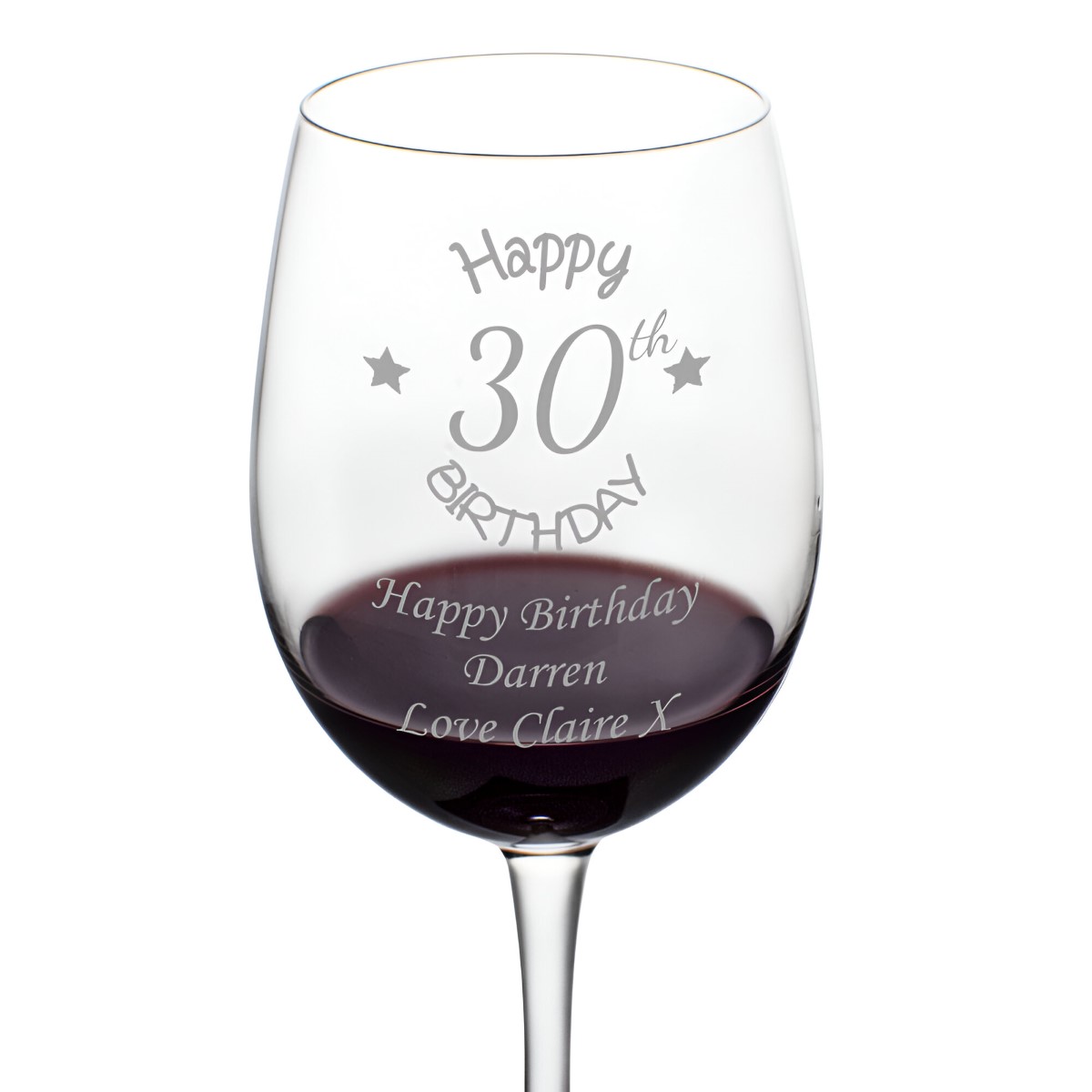 Personalised 30th Birthday Wine Glass - Click Image to Close