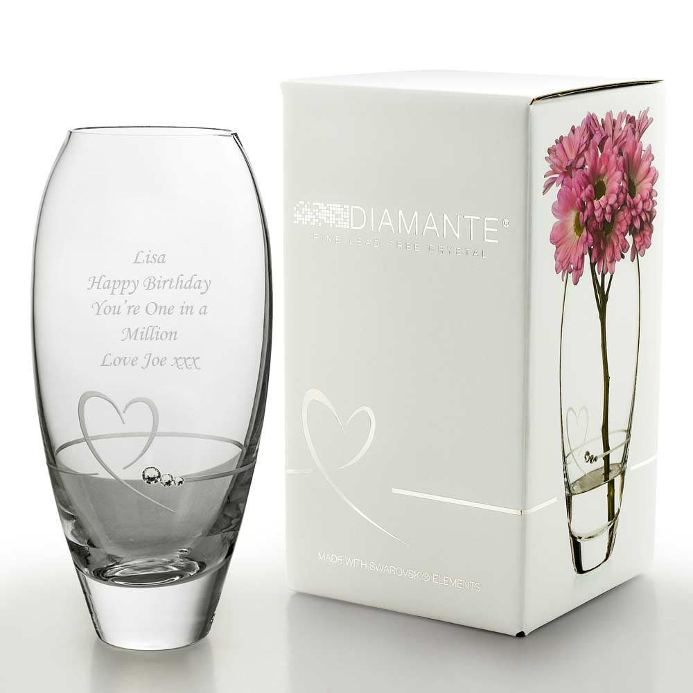 Personalised Petite Diamante Vase - Click Image to Close