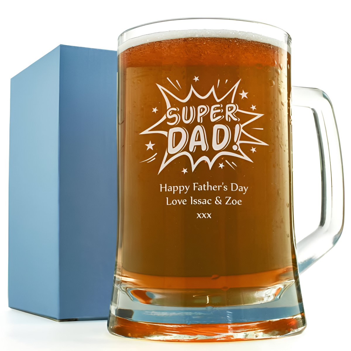 Personalised Super Dad Pint Tankard - Click Image to Close