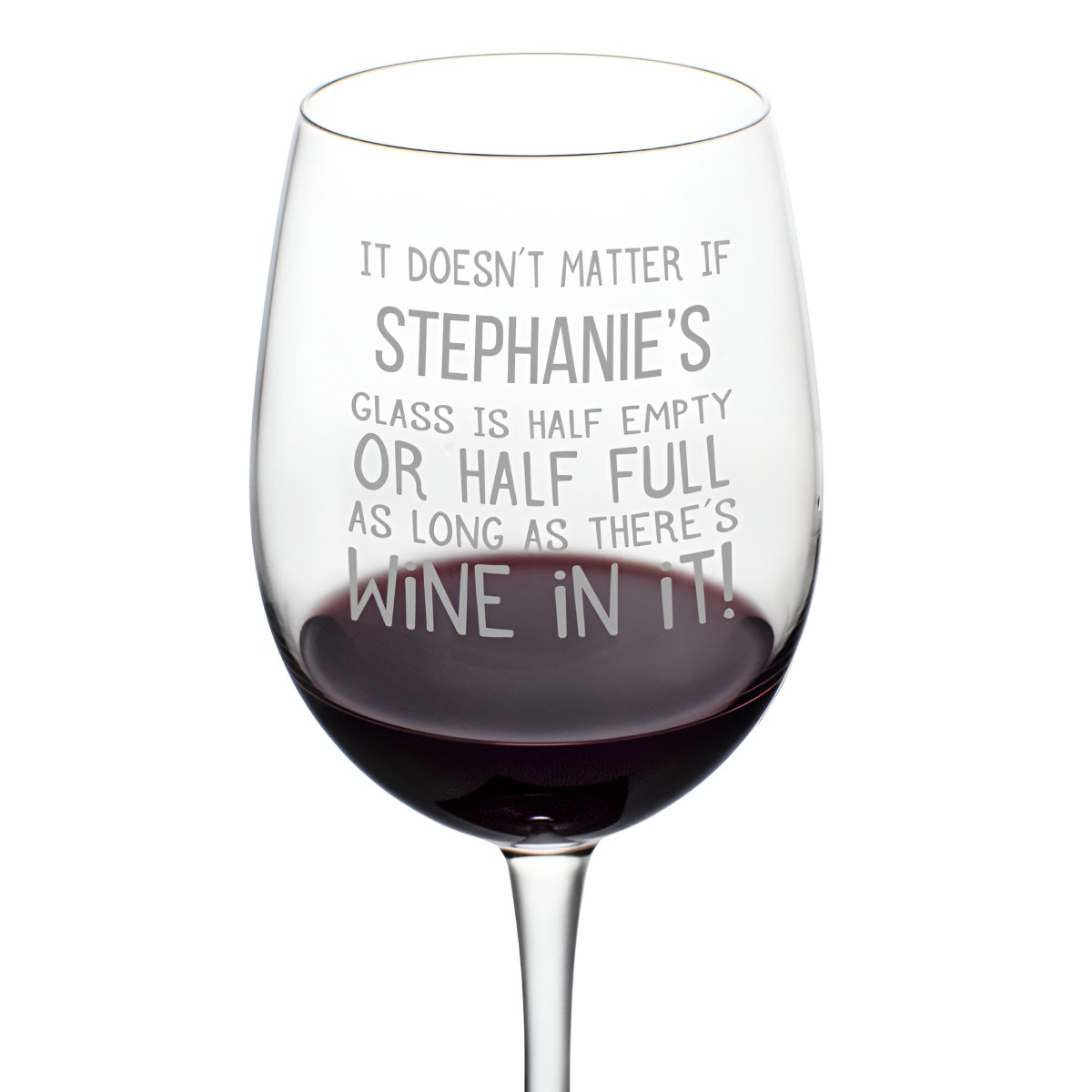 Personalised 'Half Empty/Half Full' Wine Glass - Click Image to Close