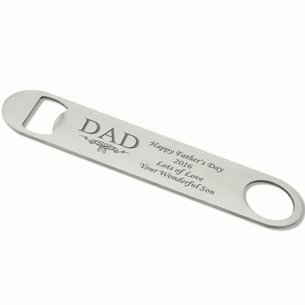 Personalised 7" Bar Blade Bottle Opener For Dad - Click Image to Close