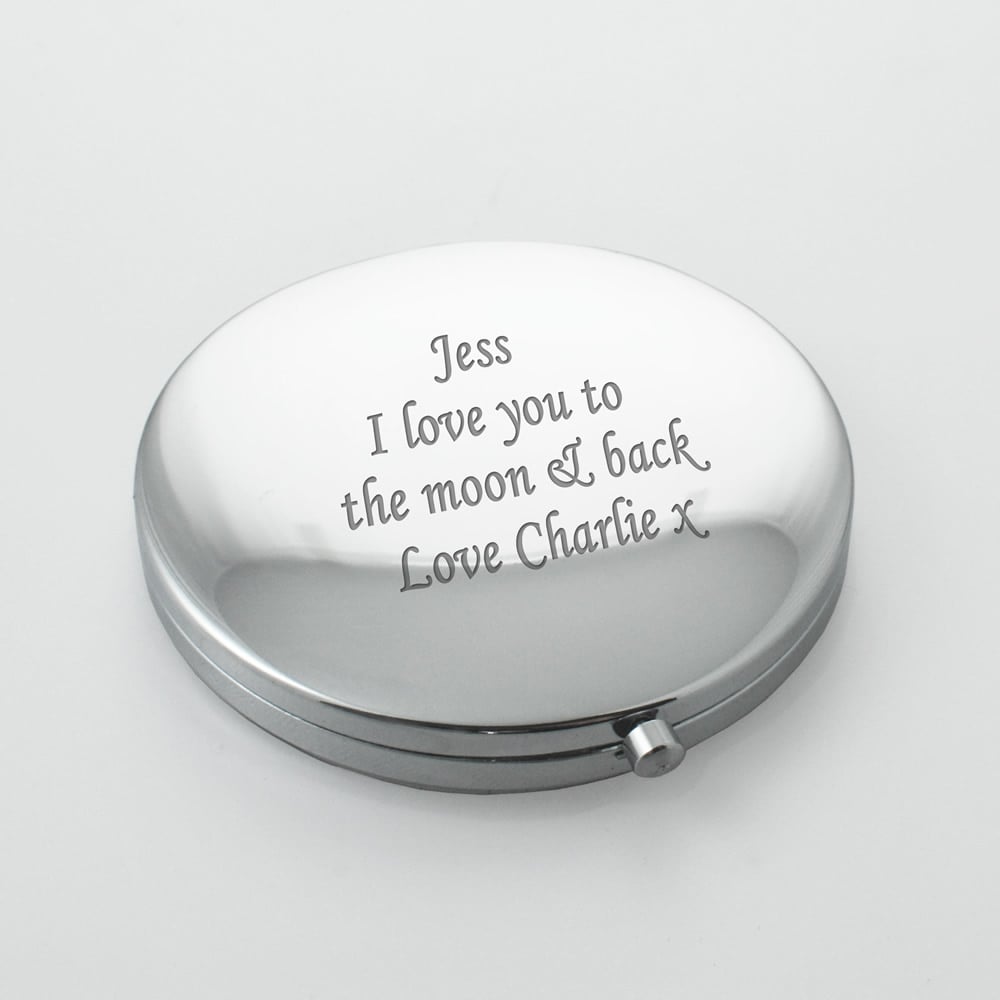 Personalised Round Compact Mirror With Gift Box - Click Image to Close