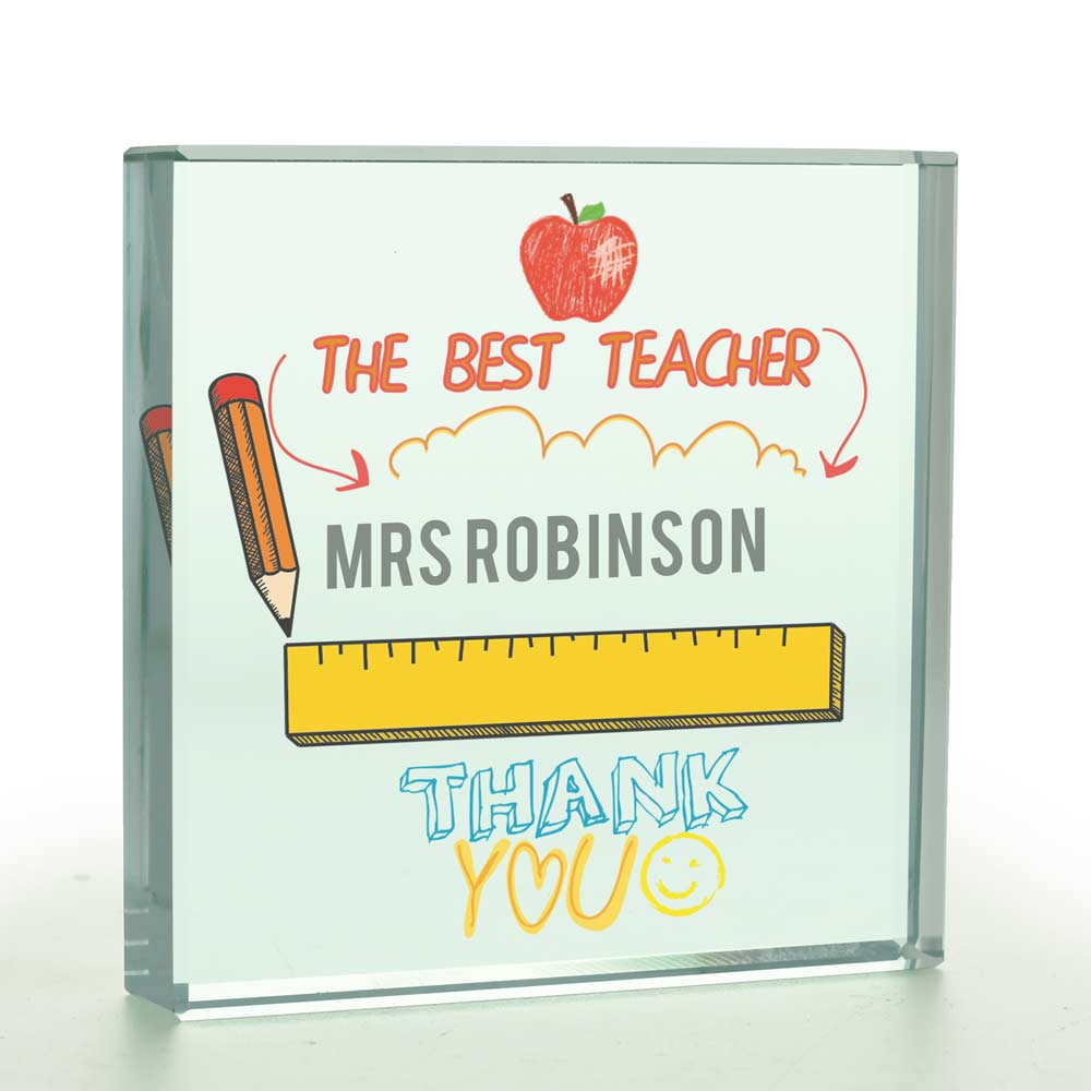 Personalised 'Best Teacher' Glass Token - Click Image to Close