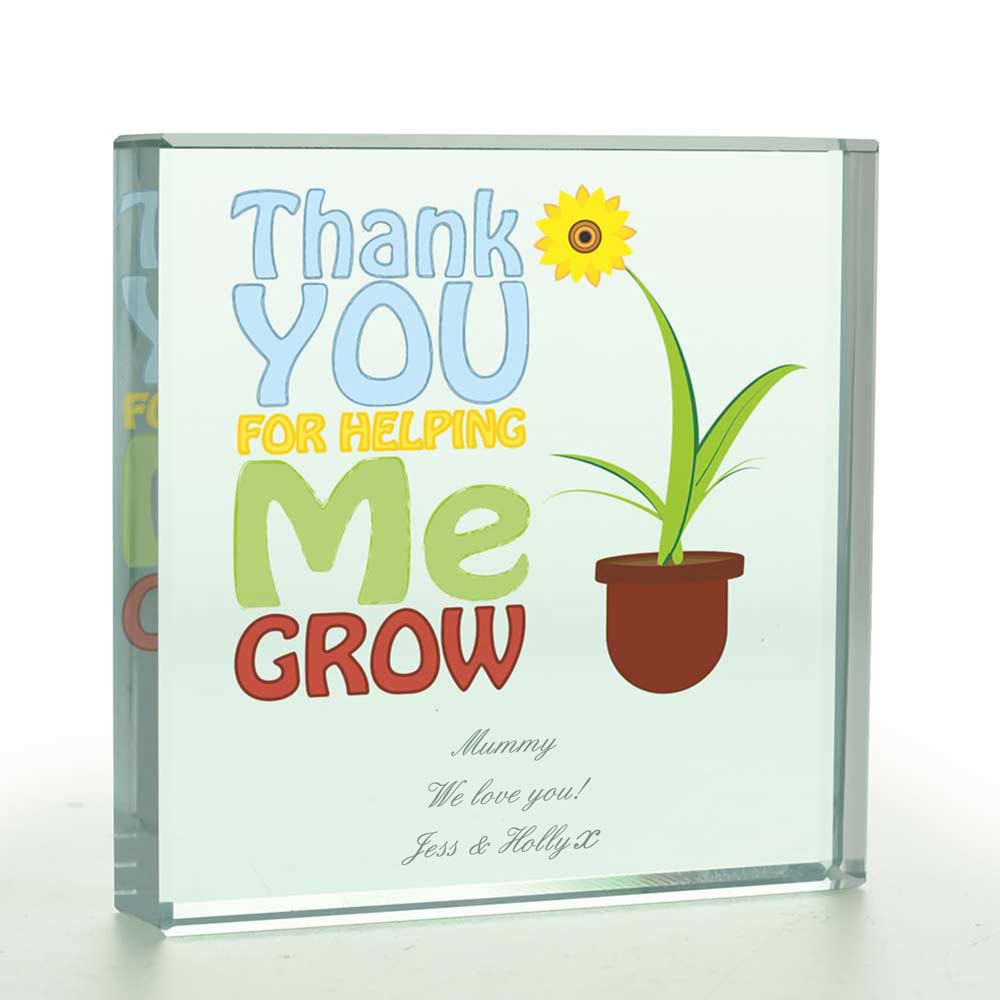Personalised Thanks For Helping Me Grow Glass Token - Click Image to Close