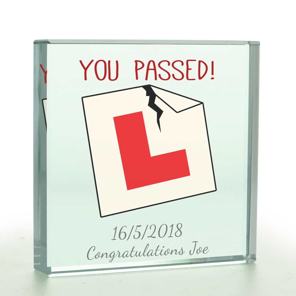 Personalised 'Just Passed' Glass Token - Click Image to Close