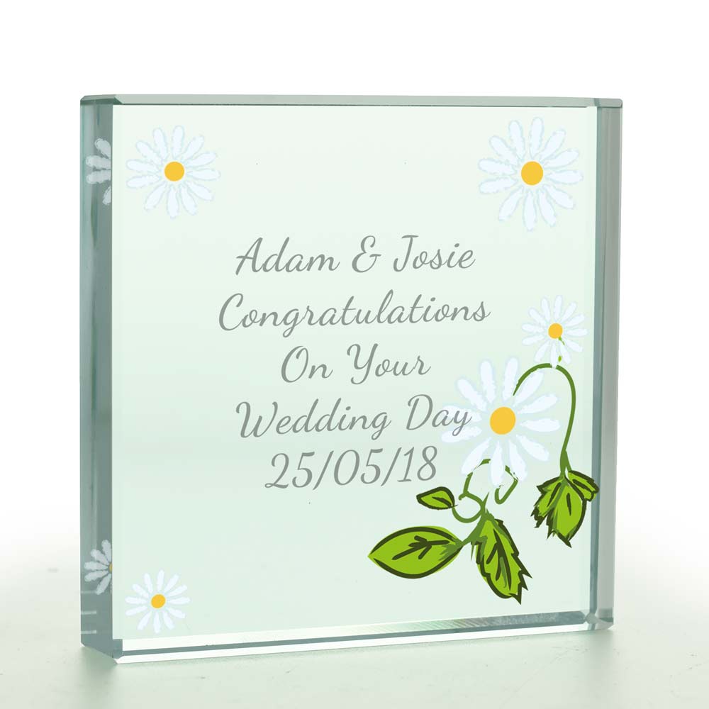 Personalised Flower Design Glass Token - Click Image to Close