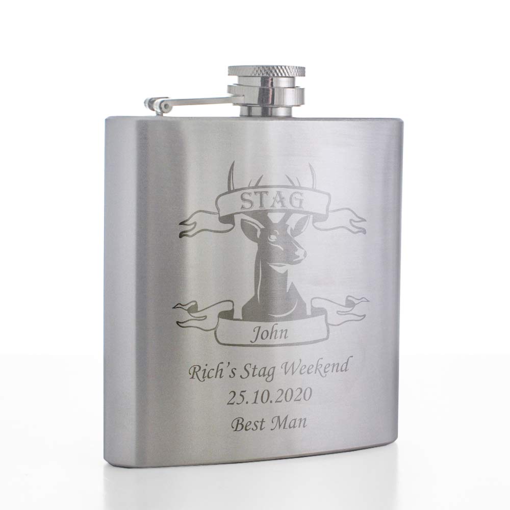 Personalised Stag Hip Flask - Click Image to Close