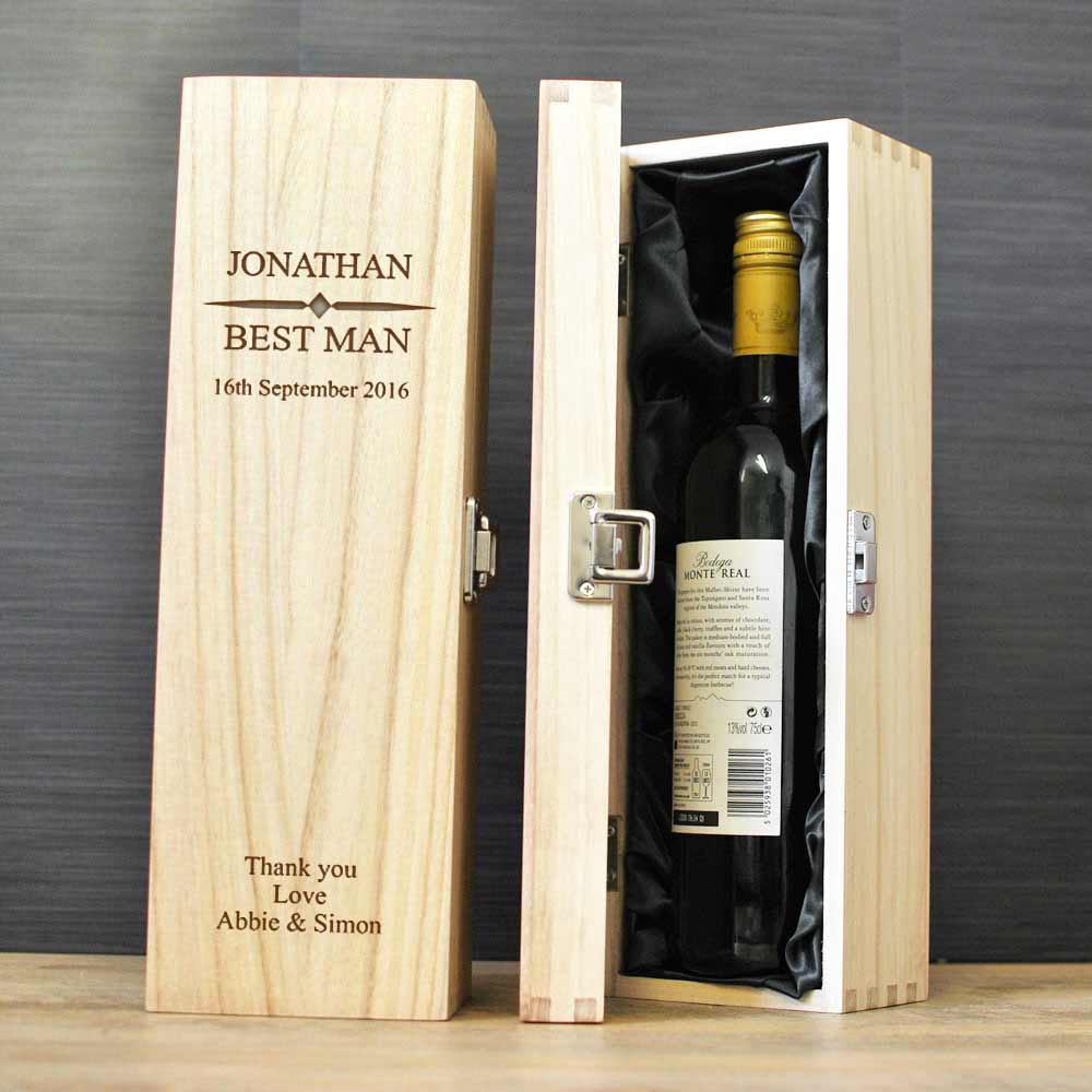 Personalised Wedding Role Wine Box - Click Image to Close