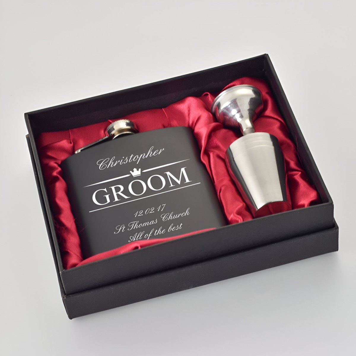 Personalised Wedding Gifts For The Groom - Hip Flask Set