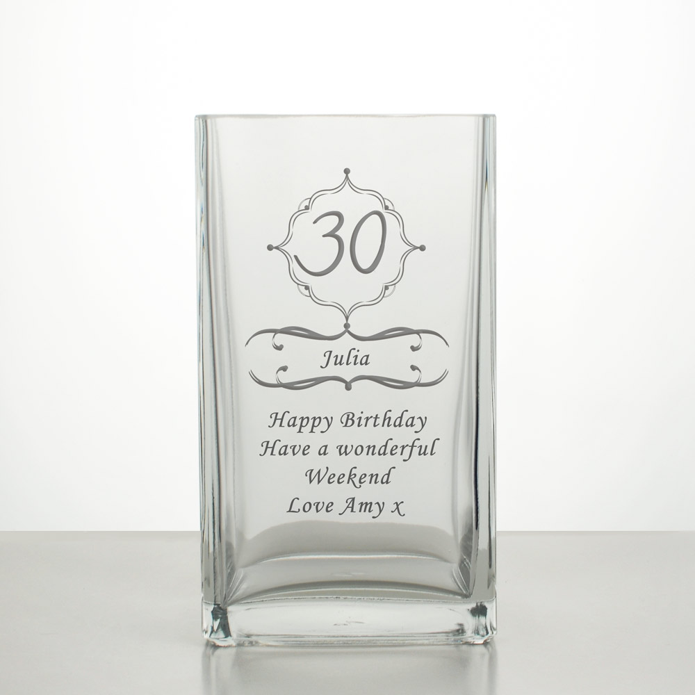 Personalised '30' Tank Vase - Click Image to Close