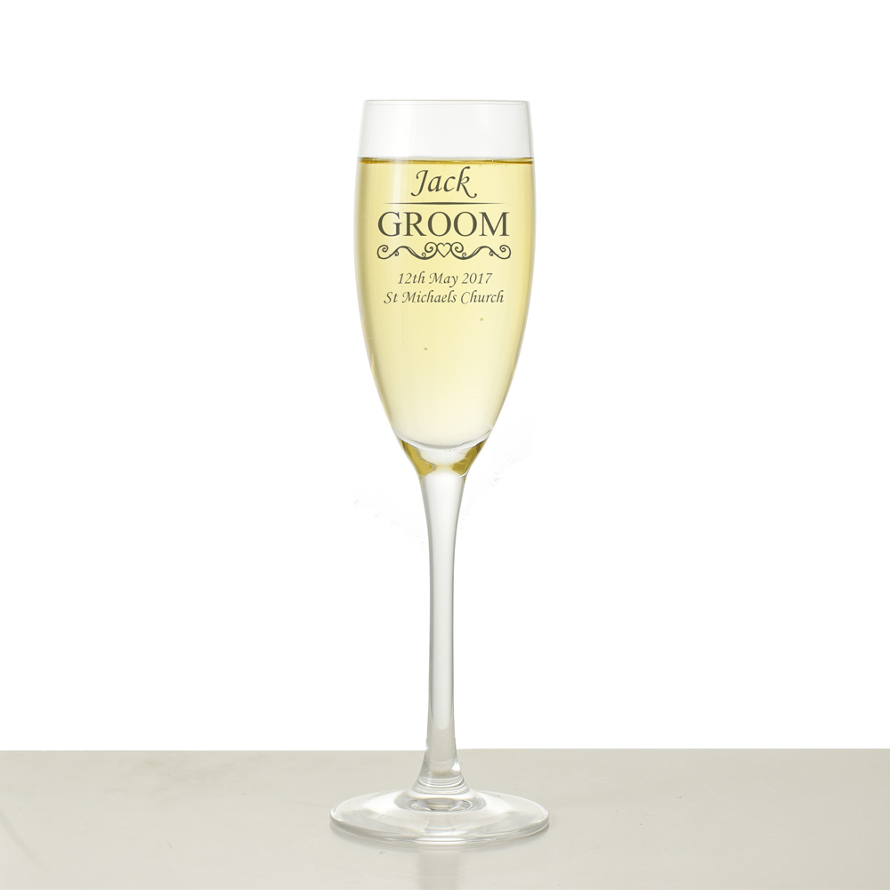 Personalised Groom Champagne Flute - Click Image to Close