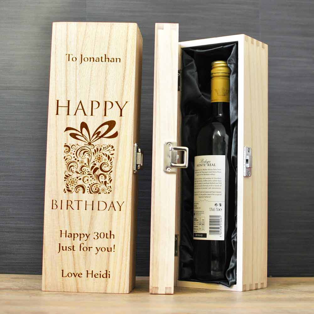 Personalised Happy Birthday Wine Box - Click Image to Close