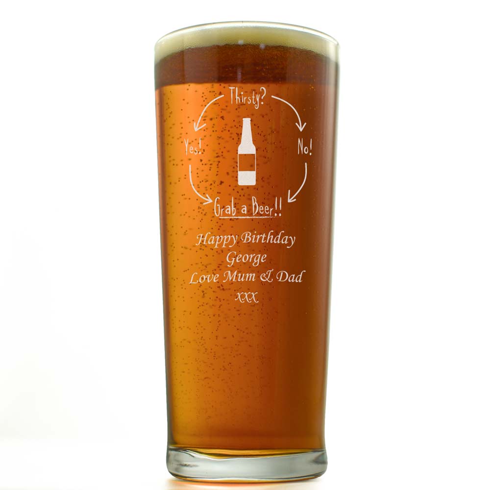 Personalised 'Grab a Beer' Straight Pint Glass - Click Image to Close