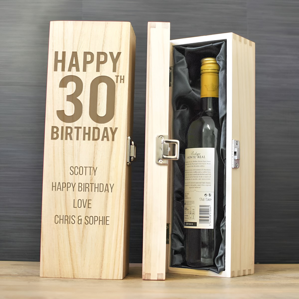 Happy 30th Birthday Personalised Wine Box - Click Image to Close