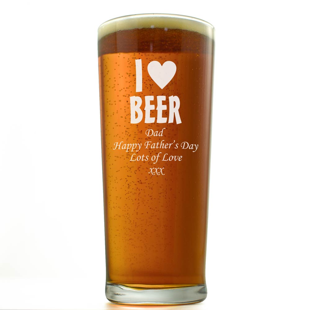Personalised I Love Beer Pint Glass - Click Image to Close