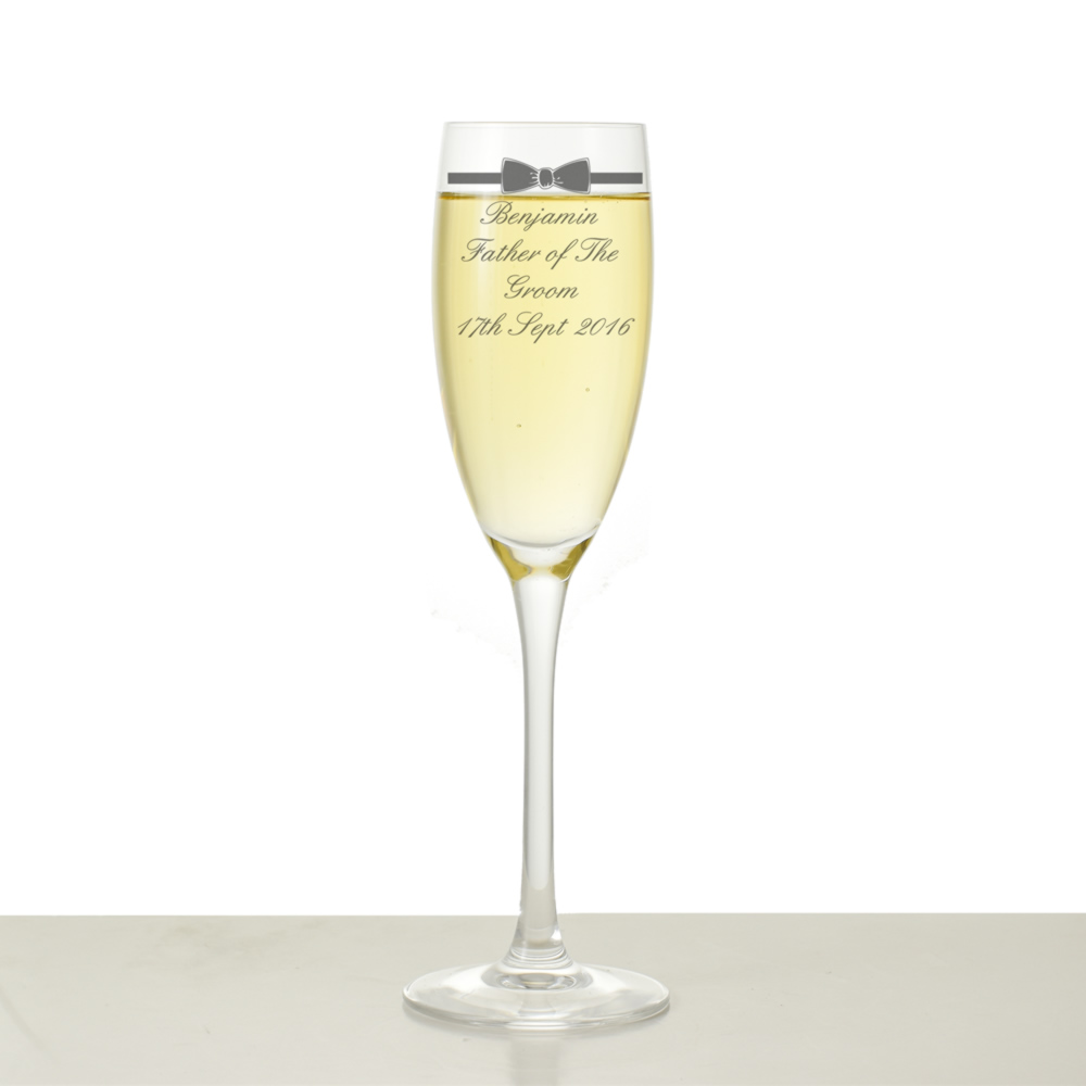 Personalised 'Bowtie' Champagne Flute - Click Image to Close