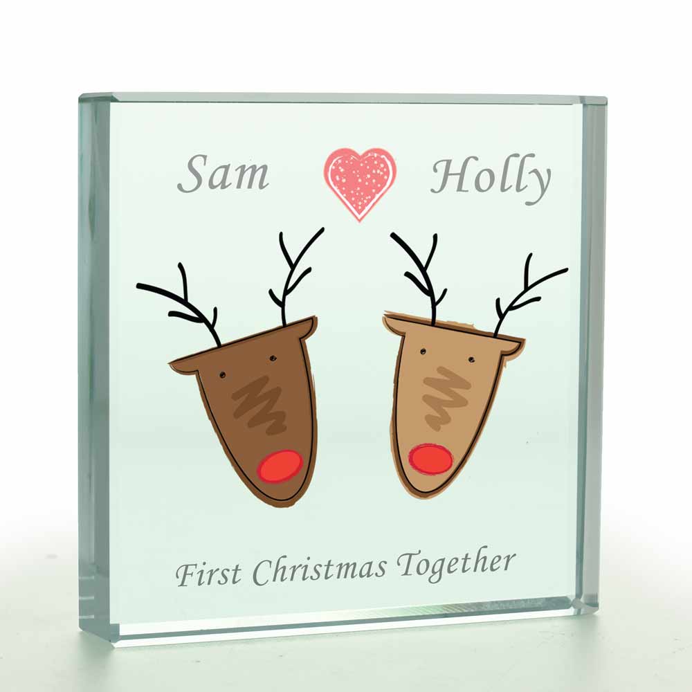 Personalised 'Reindeer Couples' Token - Click Image to Close