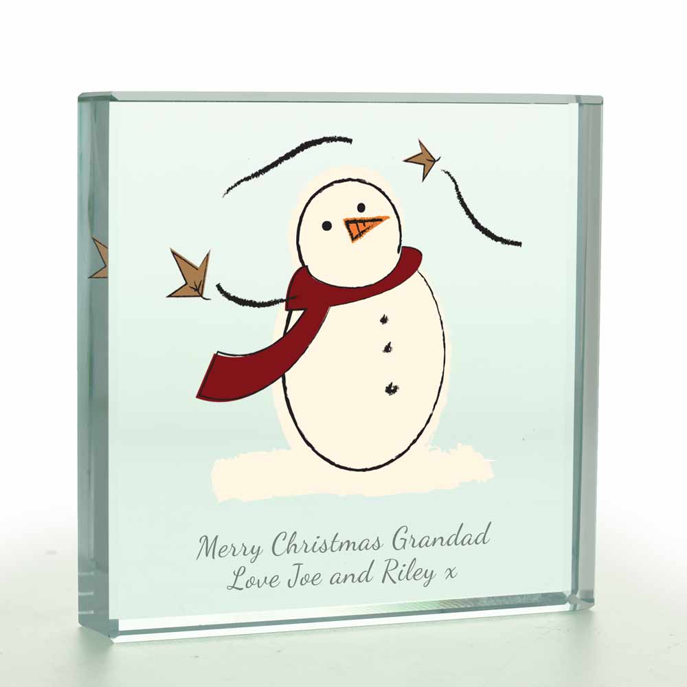 Personalised 'Snowman' Glass Token - Click Image to Close