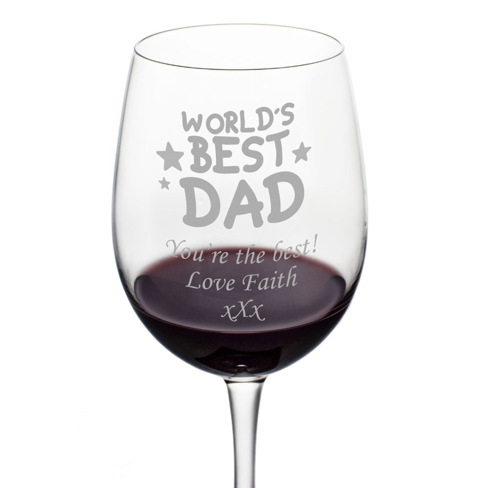 Personalised Wine Glass - World's Best Dad - Click Image to Close