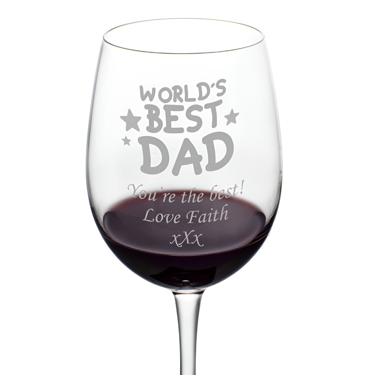 Personalised Wine Glass - World's Best Dad - Click Image to Close