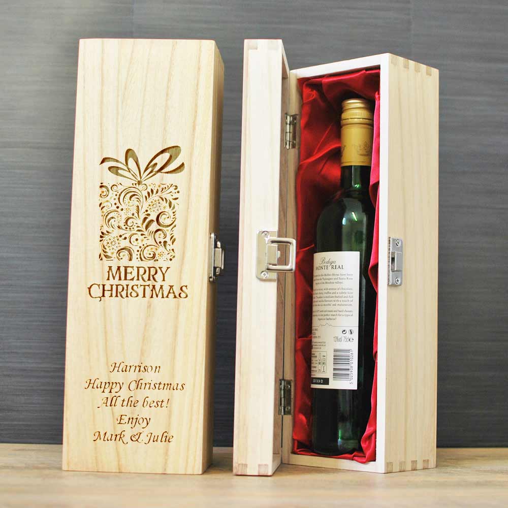 Personalised Merry Christmas Luxury Wine Box - Click Image to Close
