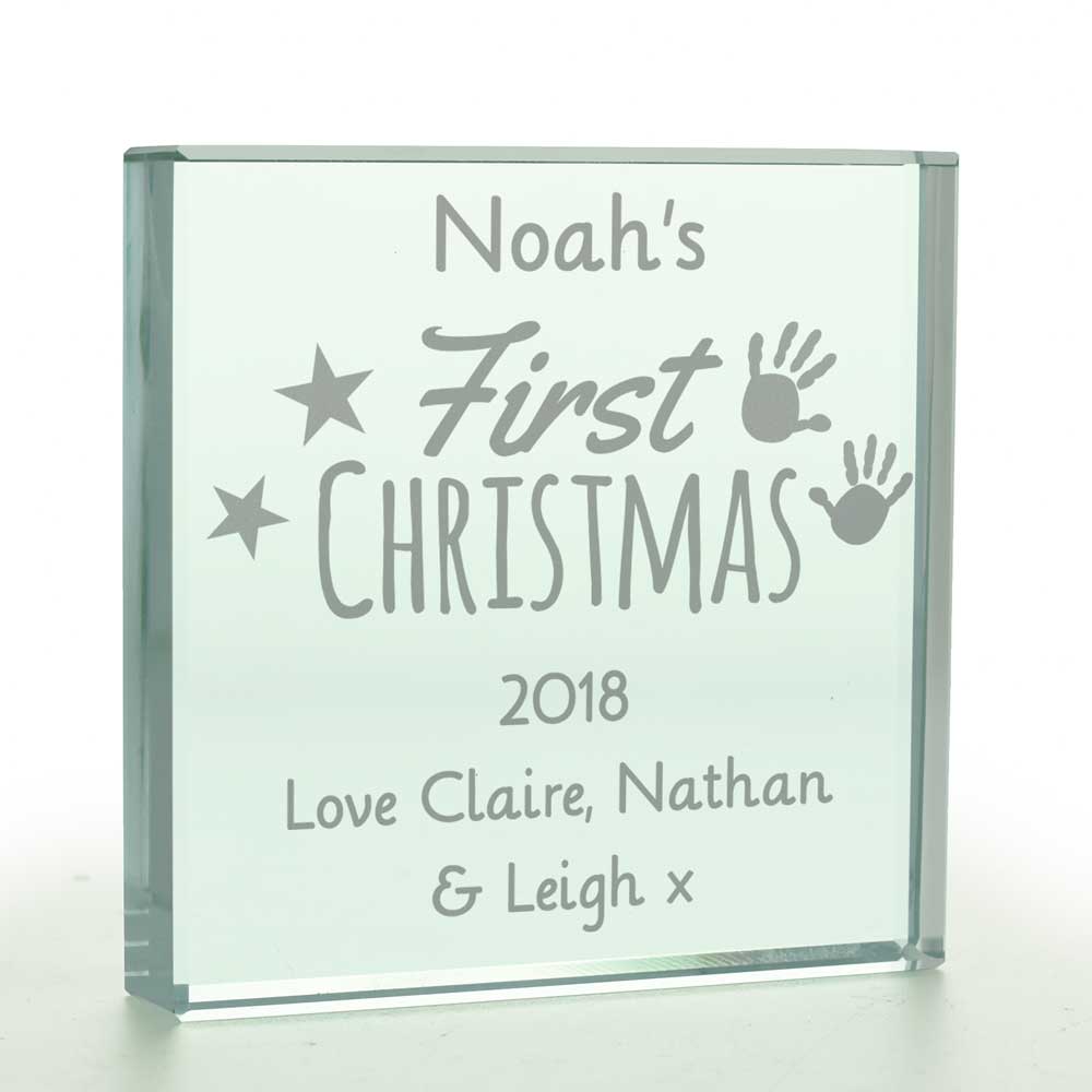 Personalised First Christmas Glass Token - Click Image to Close