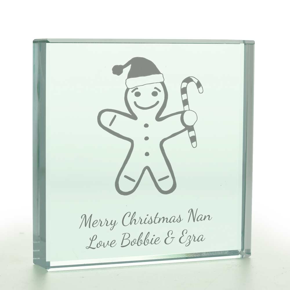 Personalised Gingerbread Man Glass Token - Click Image to Close
