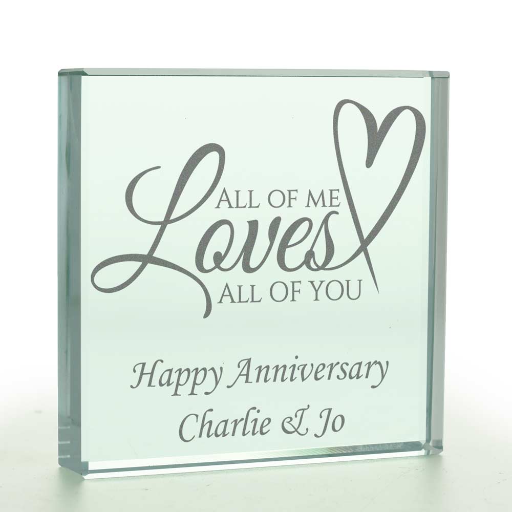 Personalised All Of Me Loves All Of You Glass Token - Click Image to Close