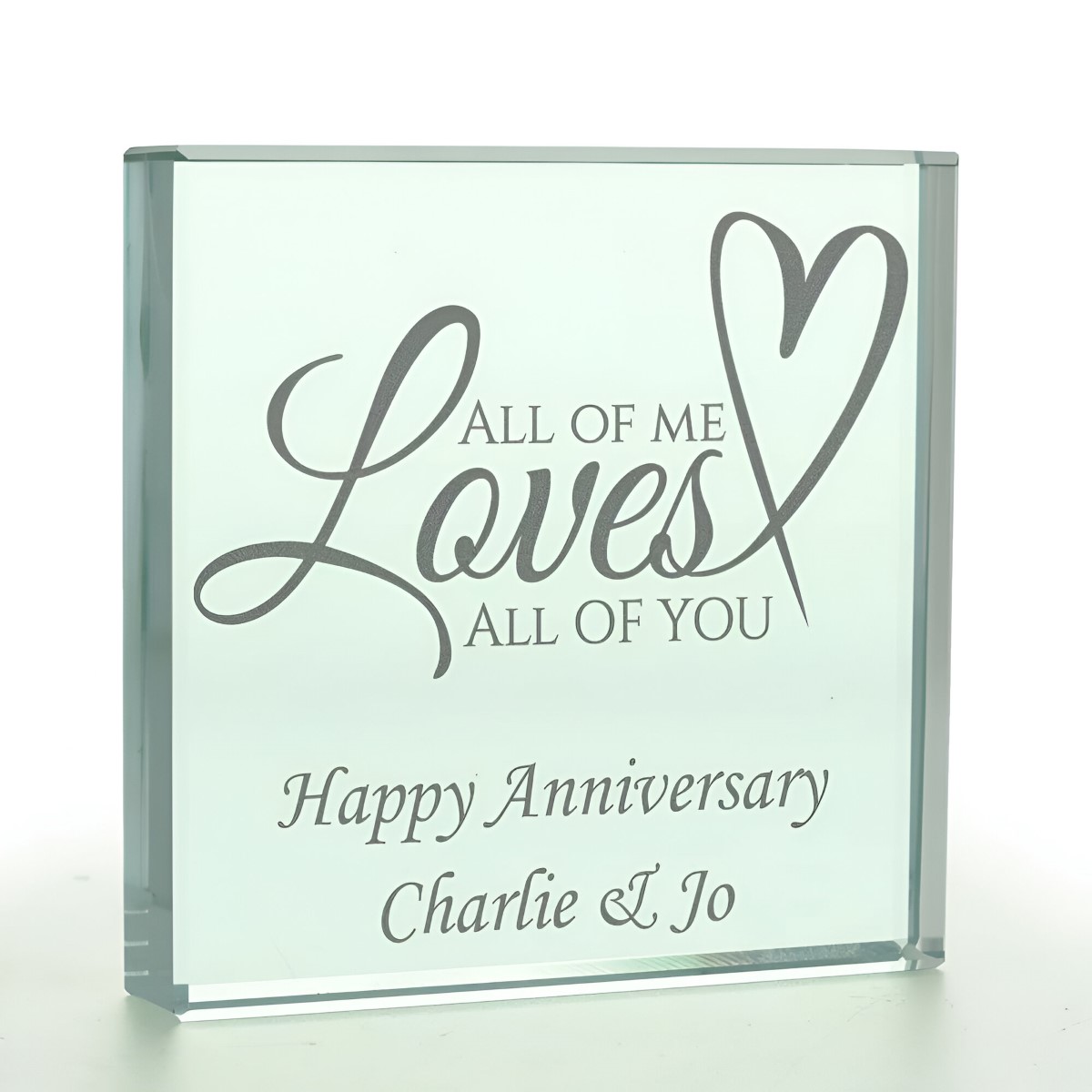 Personalised All Of Me Loves All Of You Glass Token - Click Image to Close