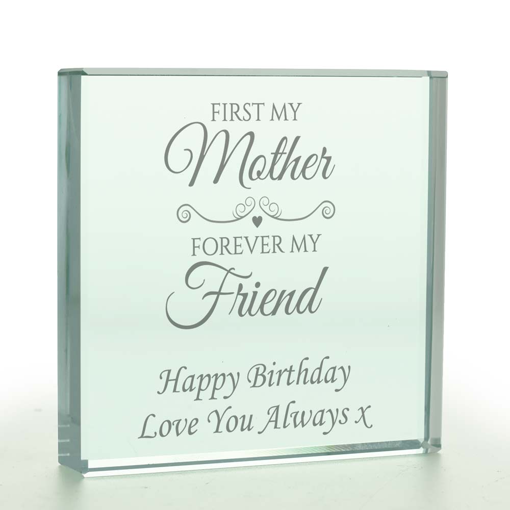 Personalised First My Mother Forever My Friend Glass Token - Click Image to Close