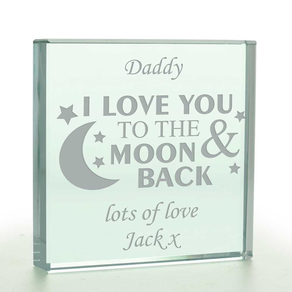 Personalised Love You To The Moon And Back Glass Token - Click Image to Close