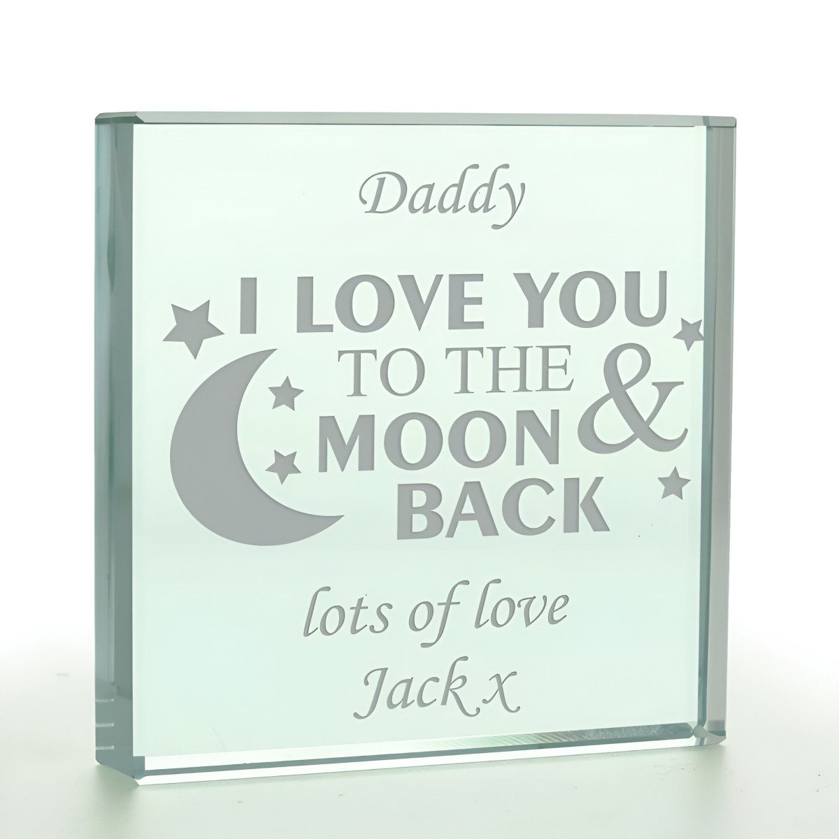 Personalised Love You To The Moon And Back Glass Token - Click Image to Close