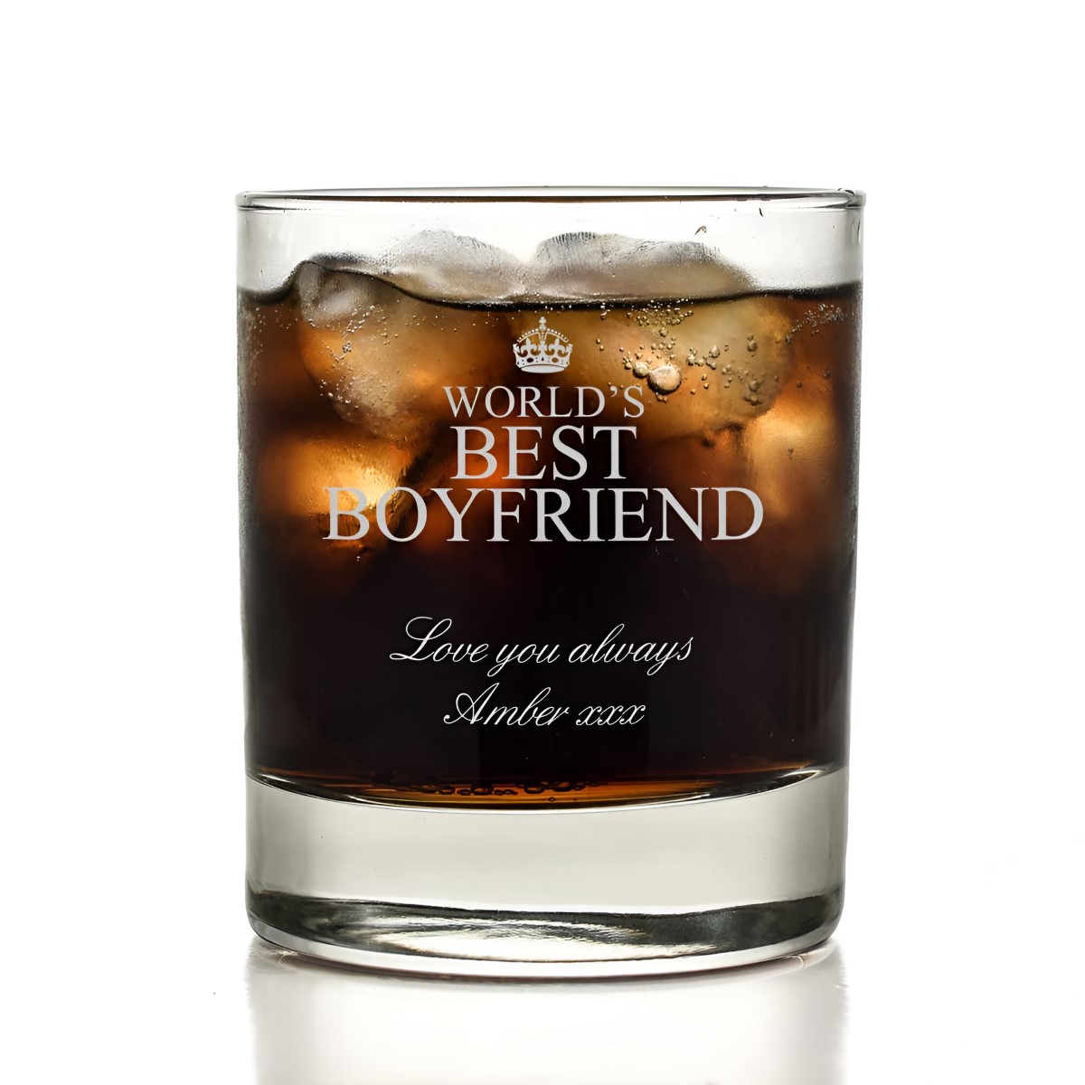 Personalised 'Worlds Best Boyfriend' Whisky Glass - Click Image to Close