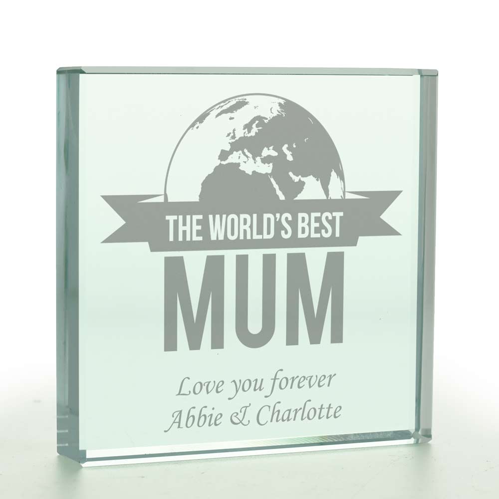 Personalised World's Best Mum Glass Token - Click Image to Close