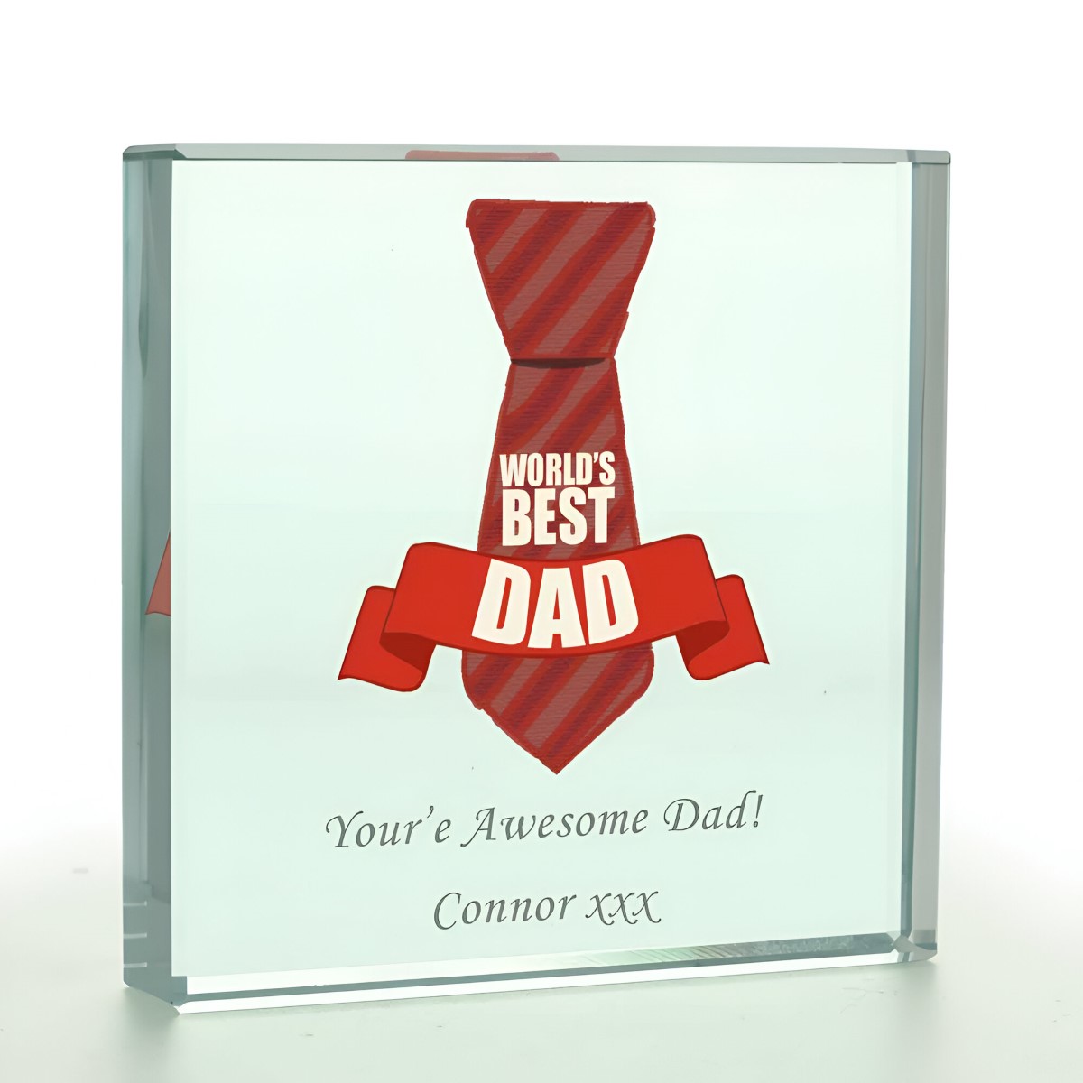 Personalised Worlds Best Dad Glass Token - Click Image to Close