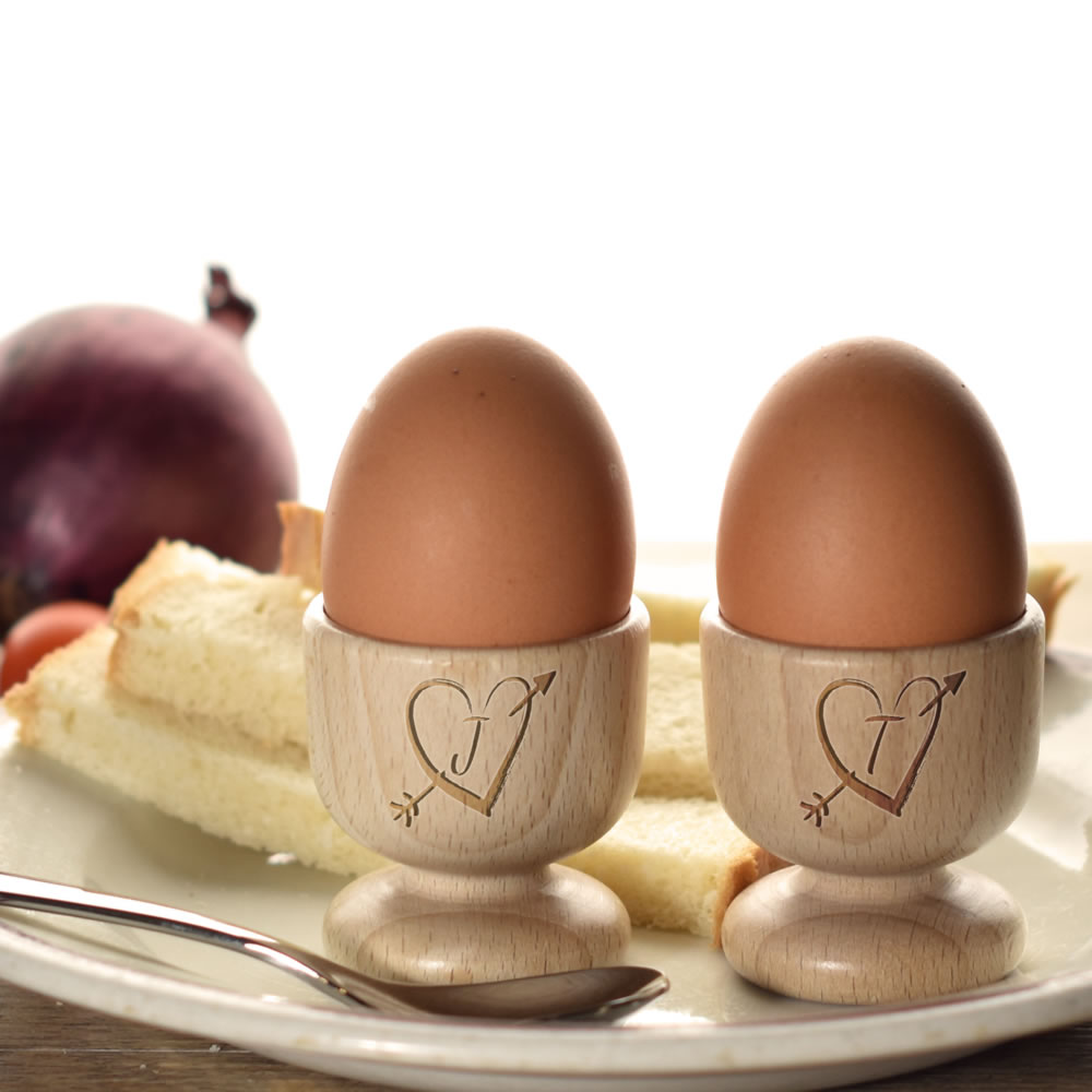 Personalised Heart Design Egg Cups - Click Image to Close