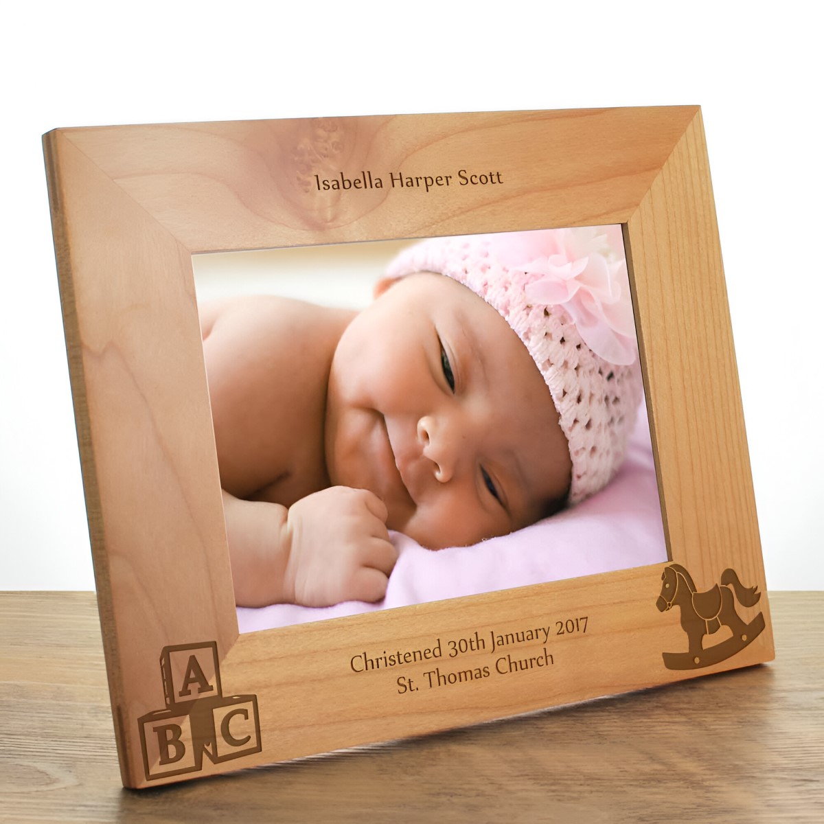 Personalised Christening Wooden Photo Frame - Click Image to Close