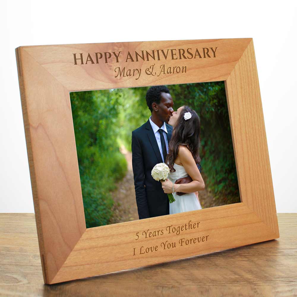 Personalised Happy Anniversary Wooden Photo Frame - Click Image to Close