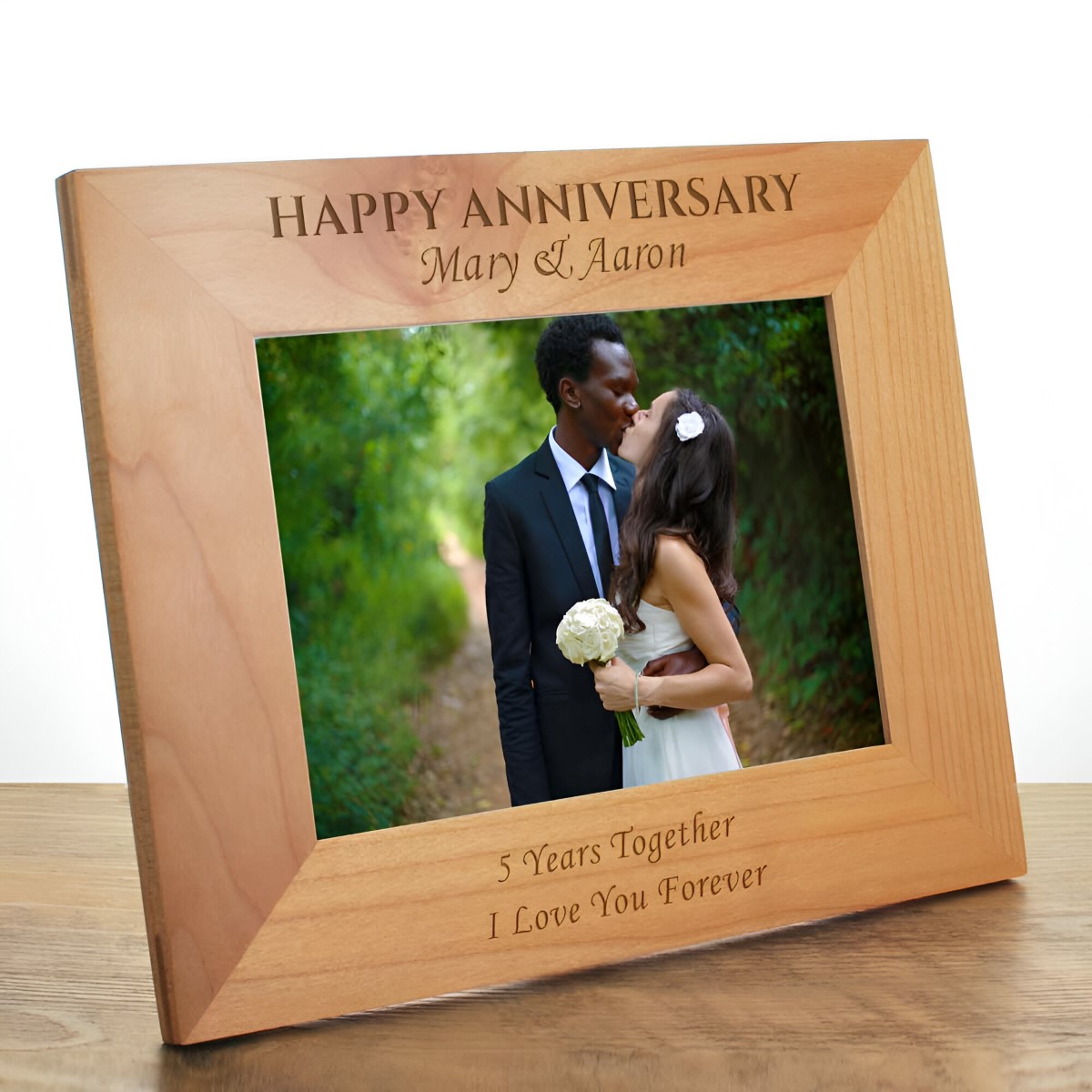 Personalised Happy Anniversary Wooden Photo Frame - Click Image to Close