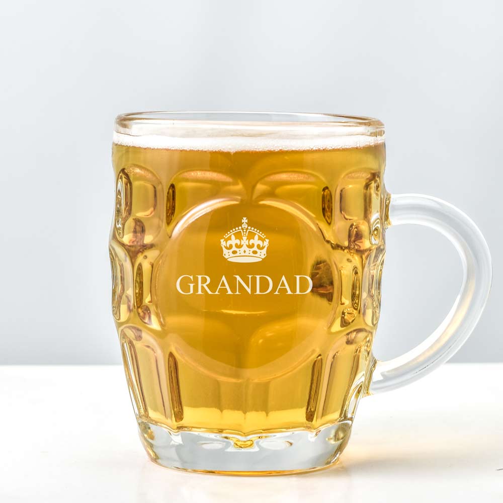 Personalised Dimple Pint Glass With Crown - Click Image to Close